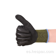 Guantes de nitrilo de espuma arenosa de poliéster de poliéster negro EN388